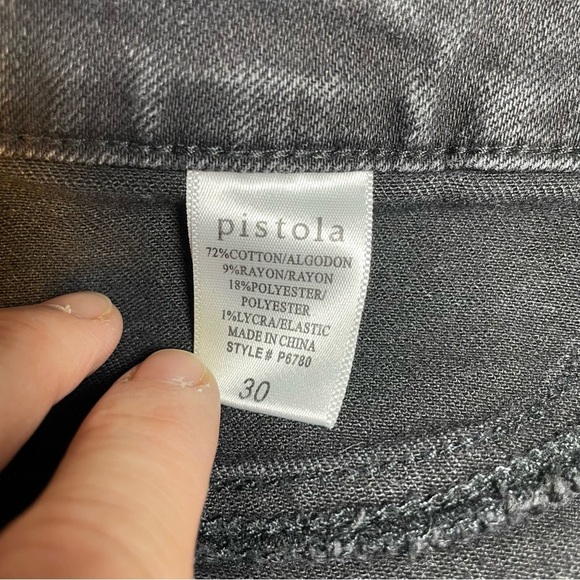 Pistola Black Raw Hem Exposed Button Fly Jeans| Size 30 - Picture 11 of 12